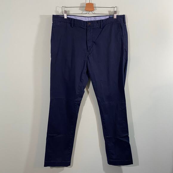Polo Ralph Lauren Men Navy Stretch Slim Fit Chino Pants Size 38/32 - Picture 1 of 8